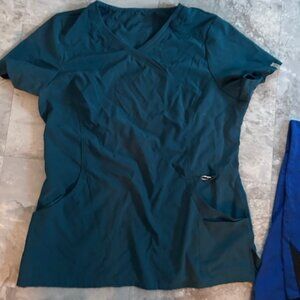 size medium womens work wear scrub shirt top green infinity